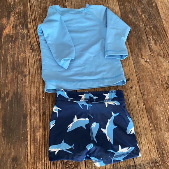 New Hanna Andersson Blue Shark Rashguard Swimsuit 6 - 12 Months - Picture 6 of 6